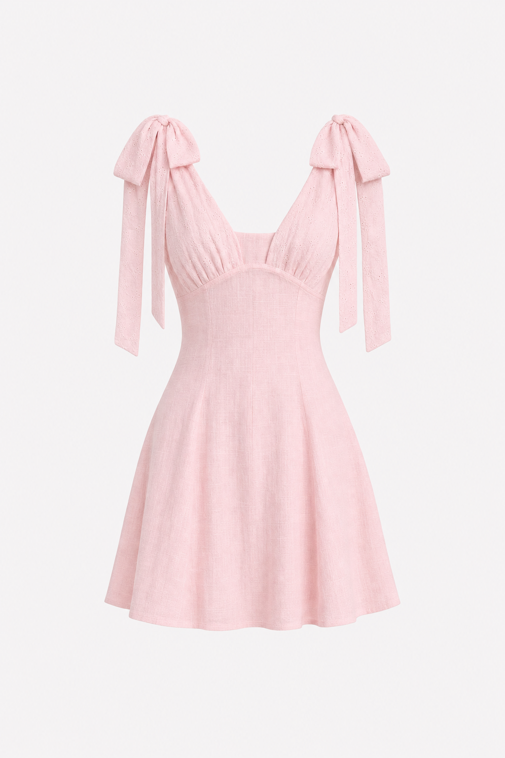 Pink Embroidered Cotton Mini Dress