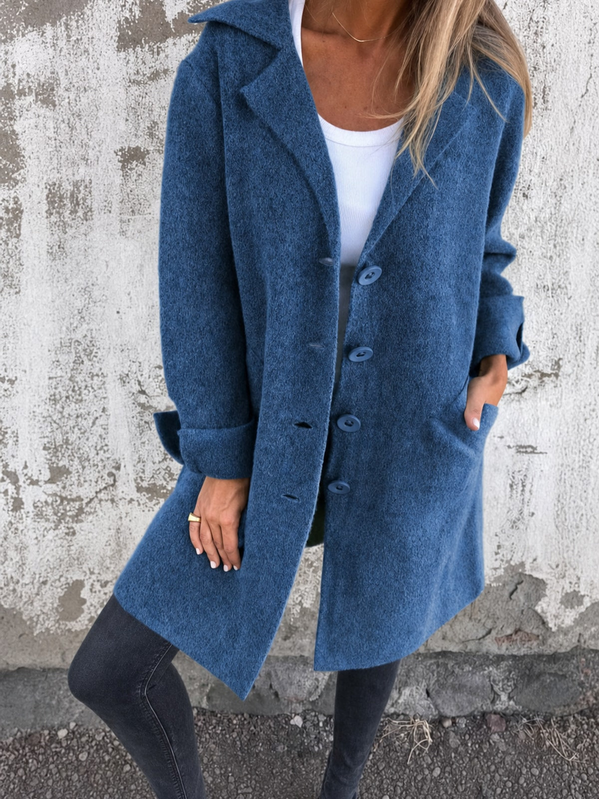 Elegant Tailored Lapel Collar Button Front Coat - 8