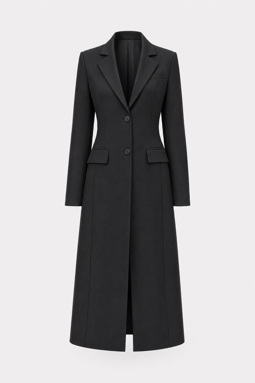 Longline Tailored Coat With Notched Lapel - 1