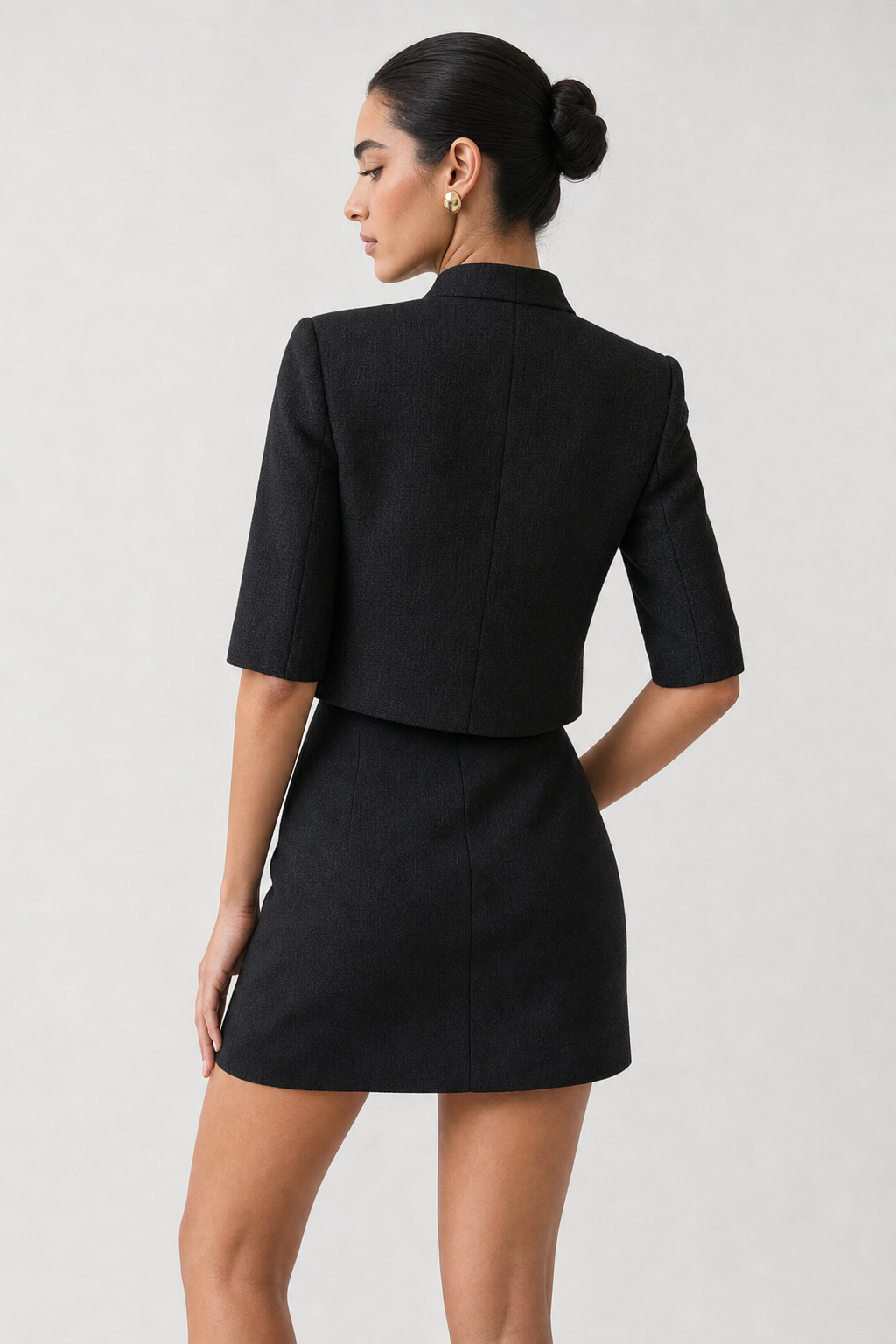 Polyester Stand Collar Metal-Button Blazer - 4