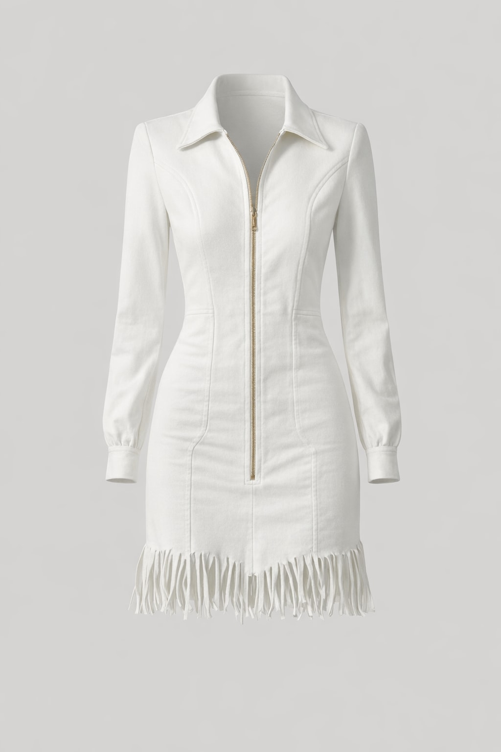 Synthetic Fiber Mini Dress With Zipper And Tassel Detail - 1