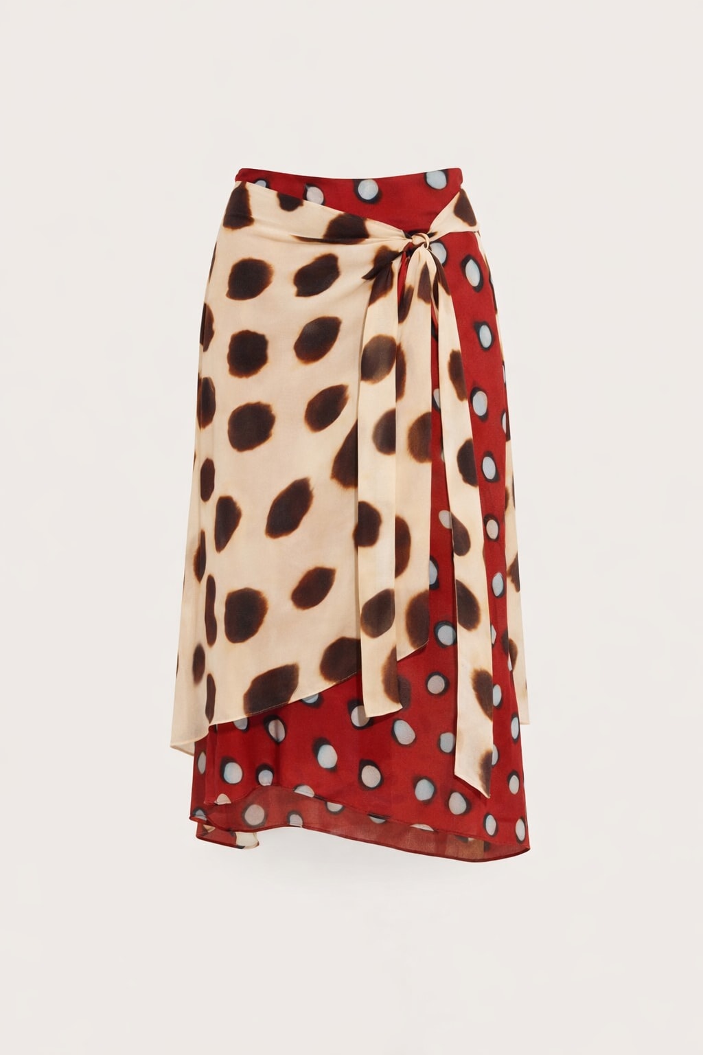 Chiffon Midi Skirt with Asymmetric Layered Wrap Design - 1