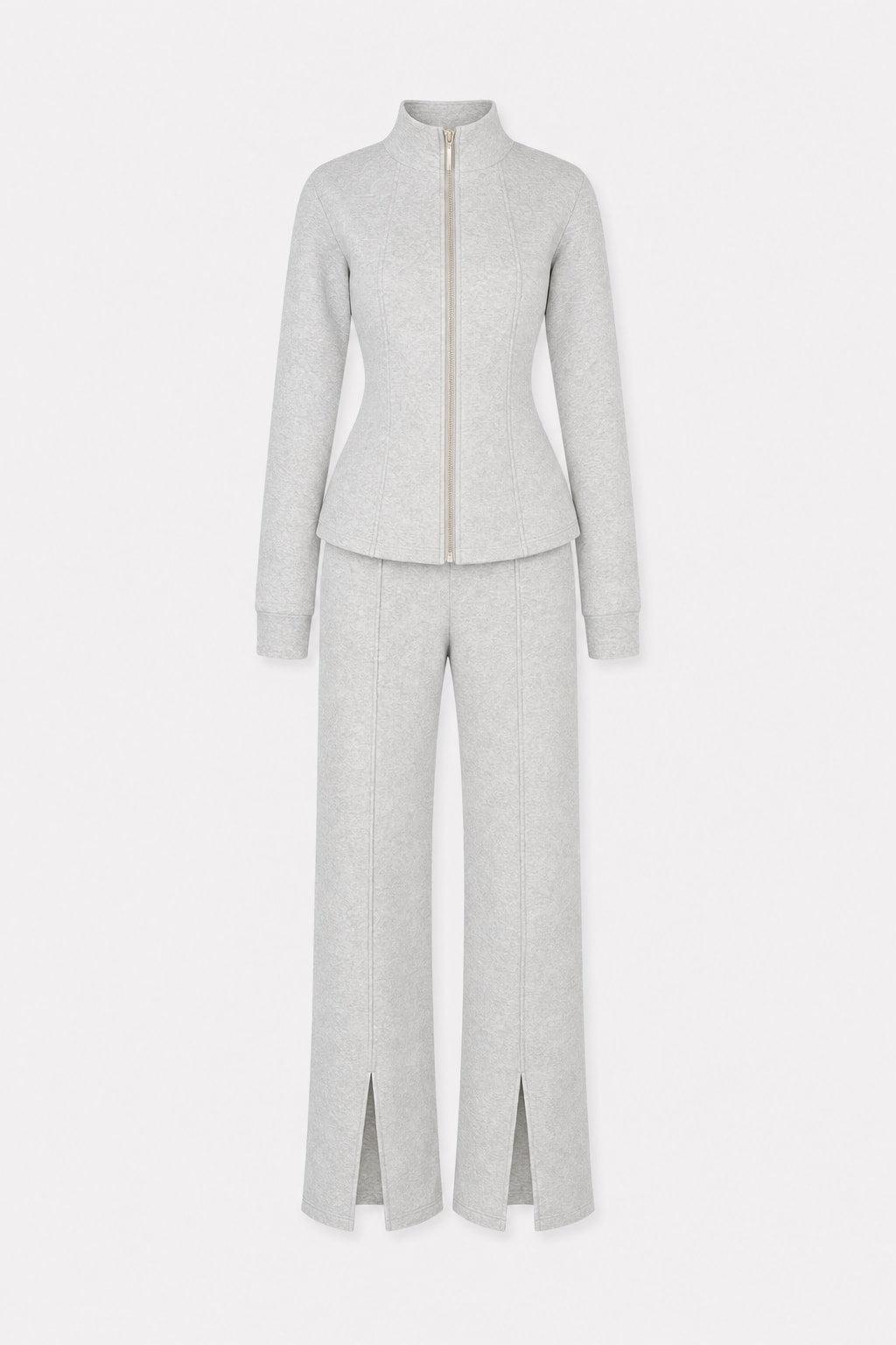 Structured Knit Peplum Jacket Wide-Leg Pants Set - 1