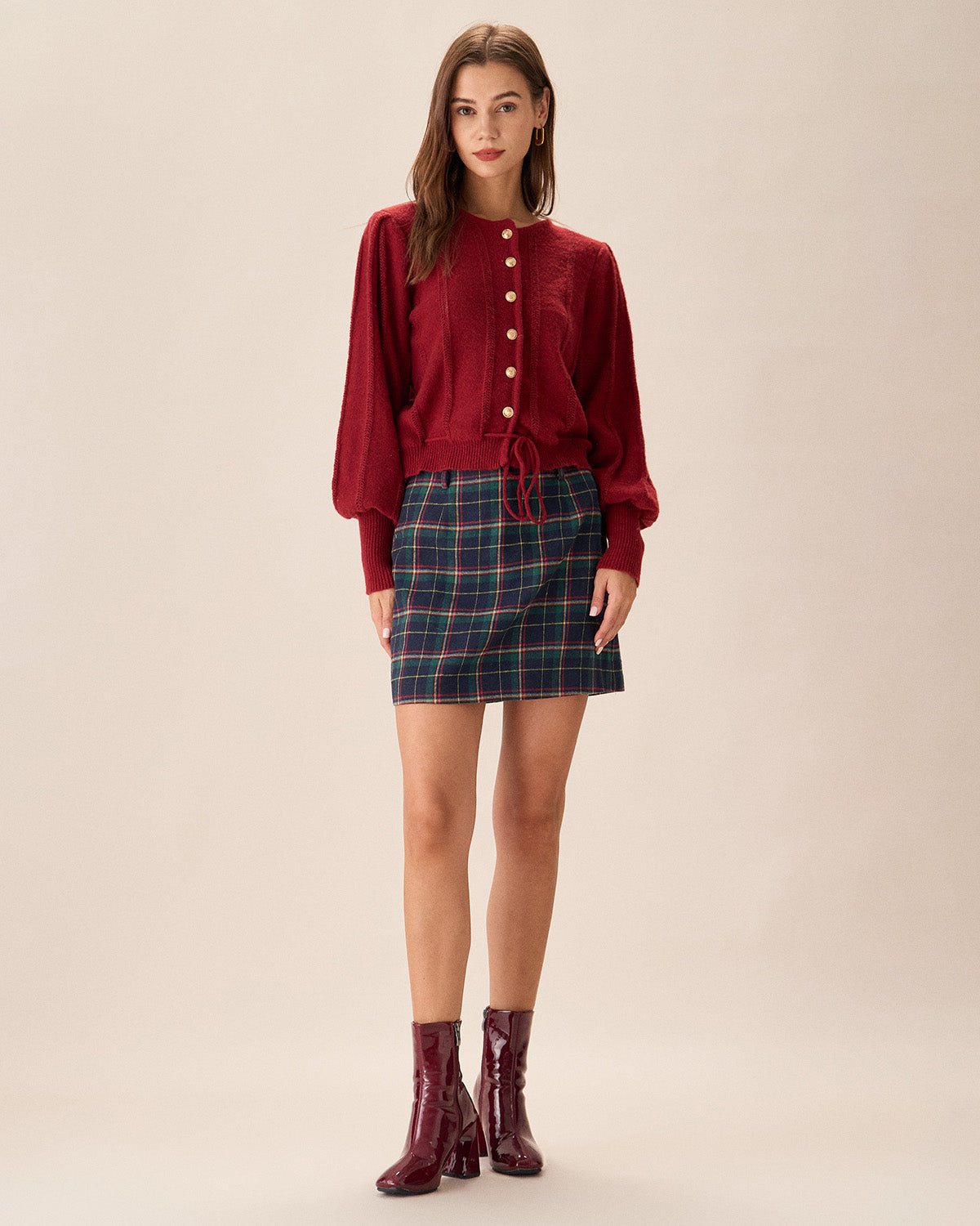 Lantern Sleeve Cardigan Soft Button-Front Knit Sweater - 5