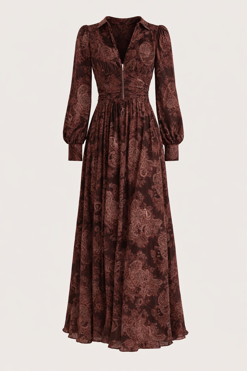 Cotton Shirt Dress With Maxi Length And Dark Brown Check - 1