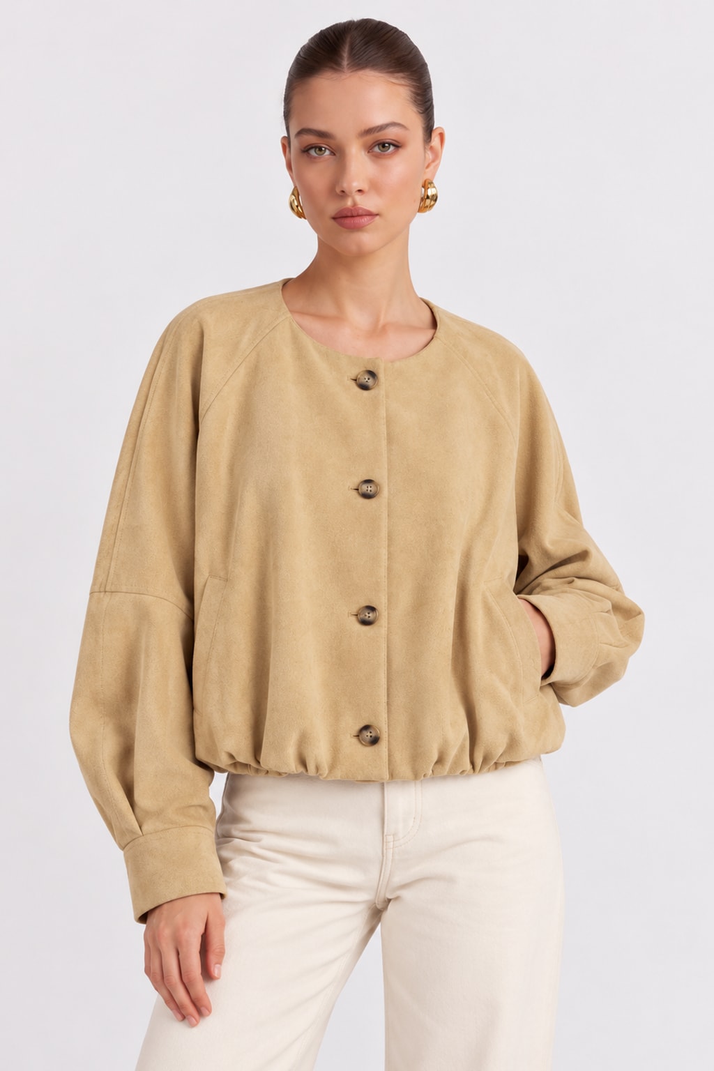 Polyester Coat Single-Breasted Casual Jacket - 1