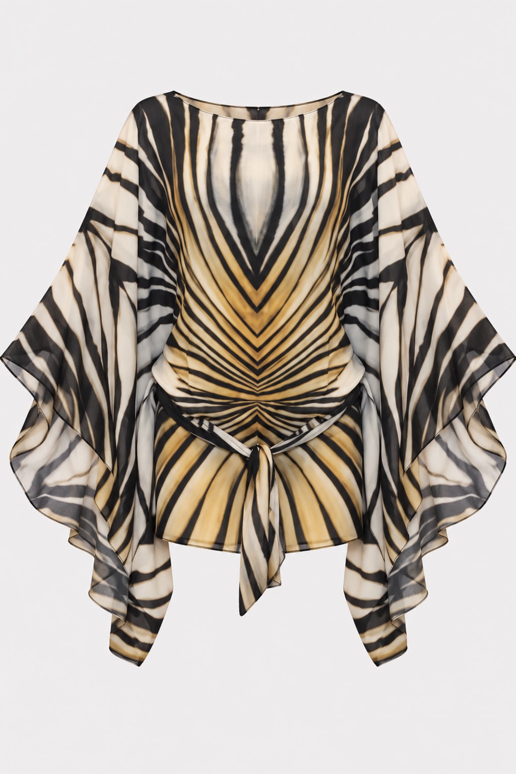 Chiffon Mini Dress Yellow Batwing Sleeve Casual Beach Style - 1