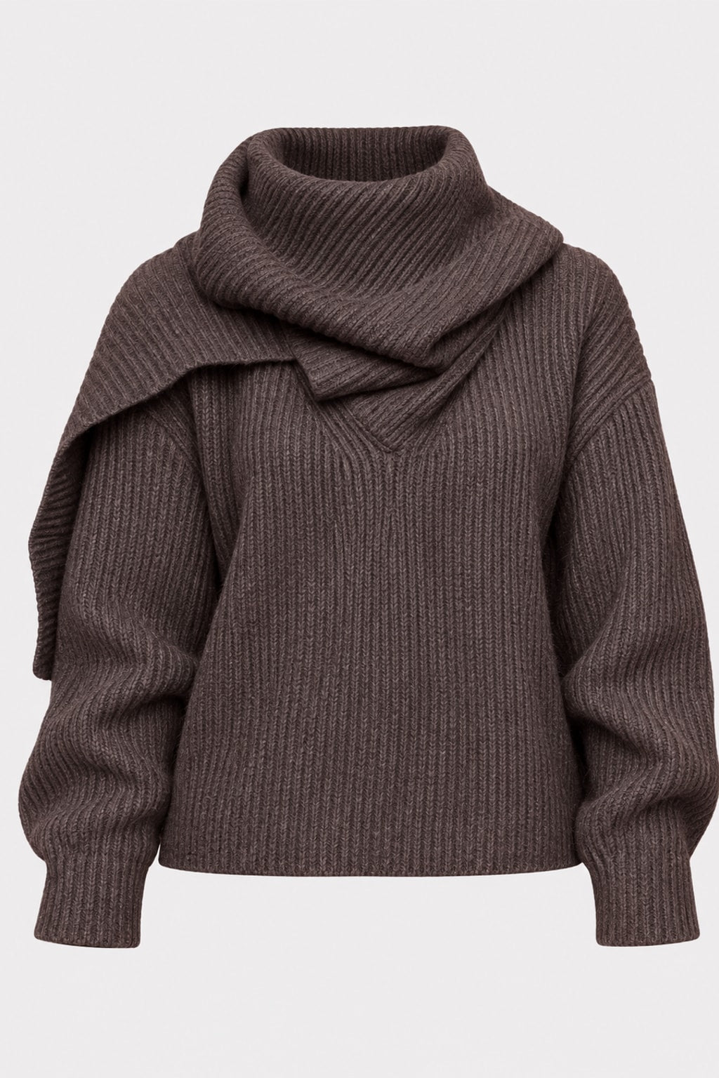 Turtleneck Sweater Chic Scarf Collar - 1