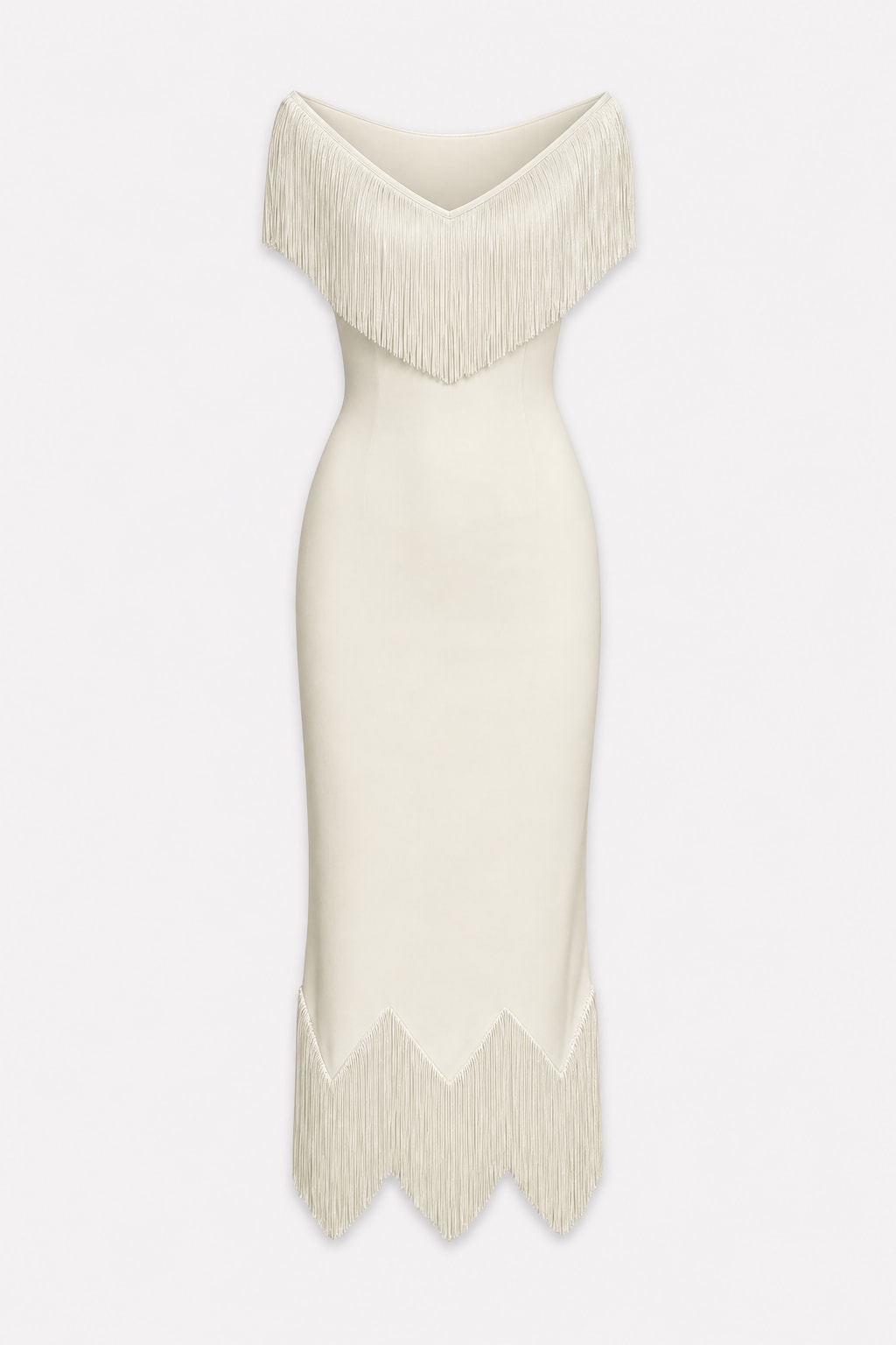 Elegant V-Neck Off-Shoulder Midi Dress - 1