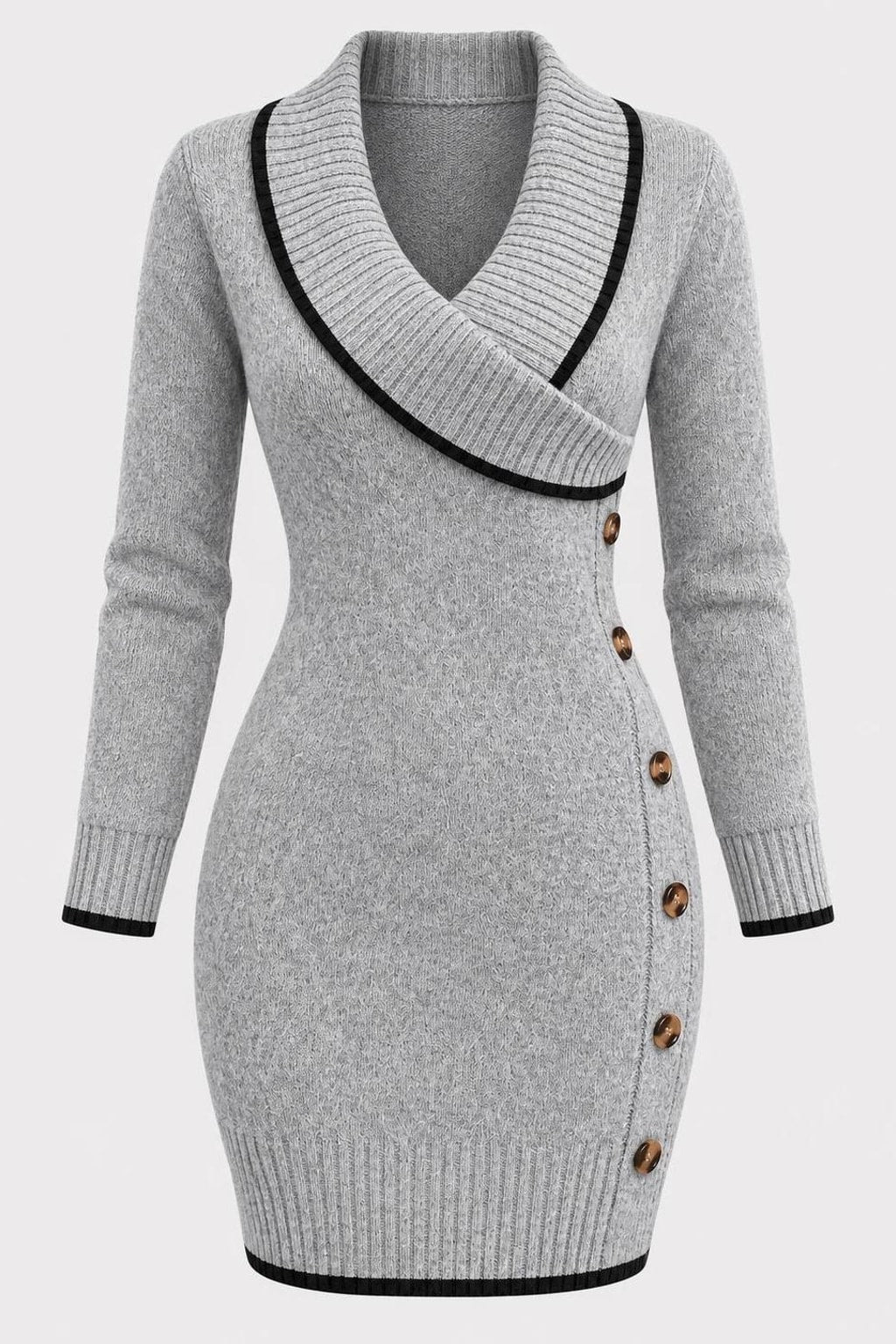 Acrylic Blend Knit Sweater With V-Neck - 1