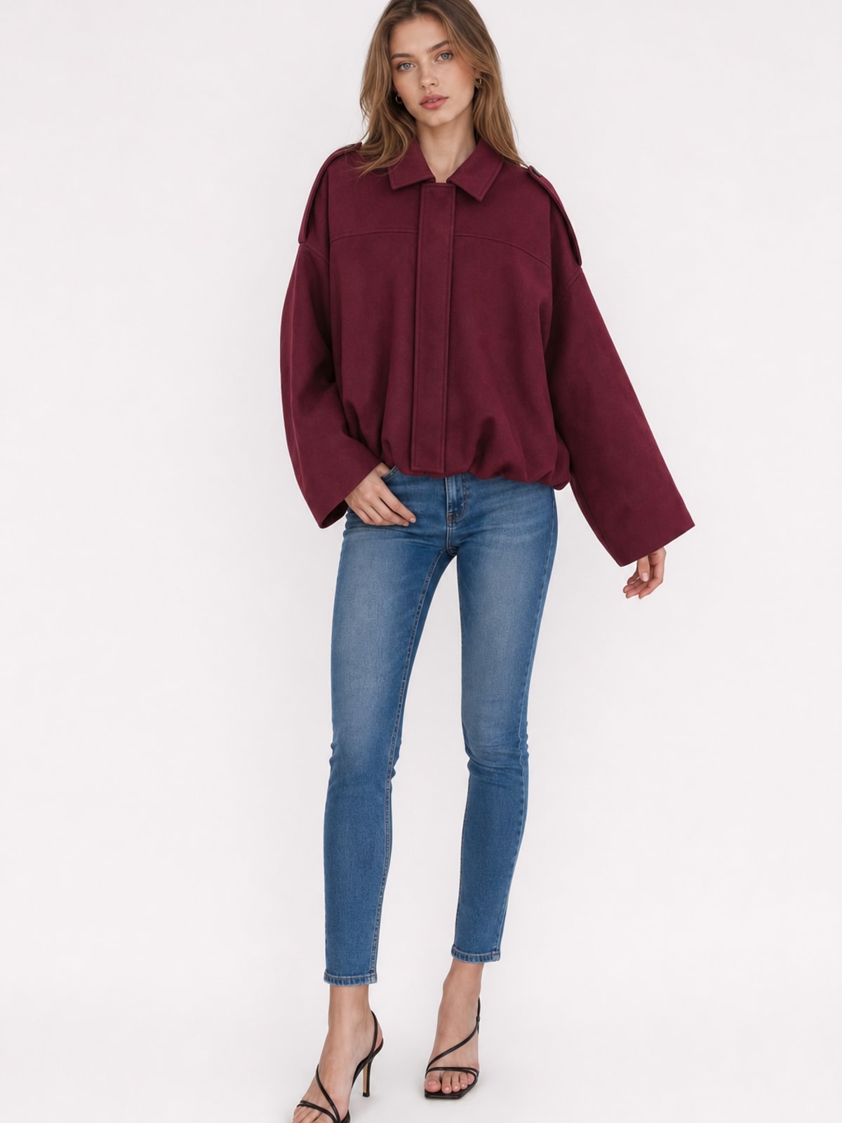 Cozy Faux Suede Oversized Jacket With Pockets - 6
