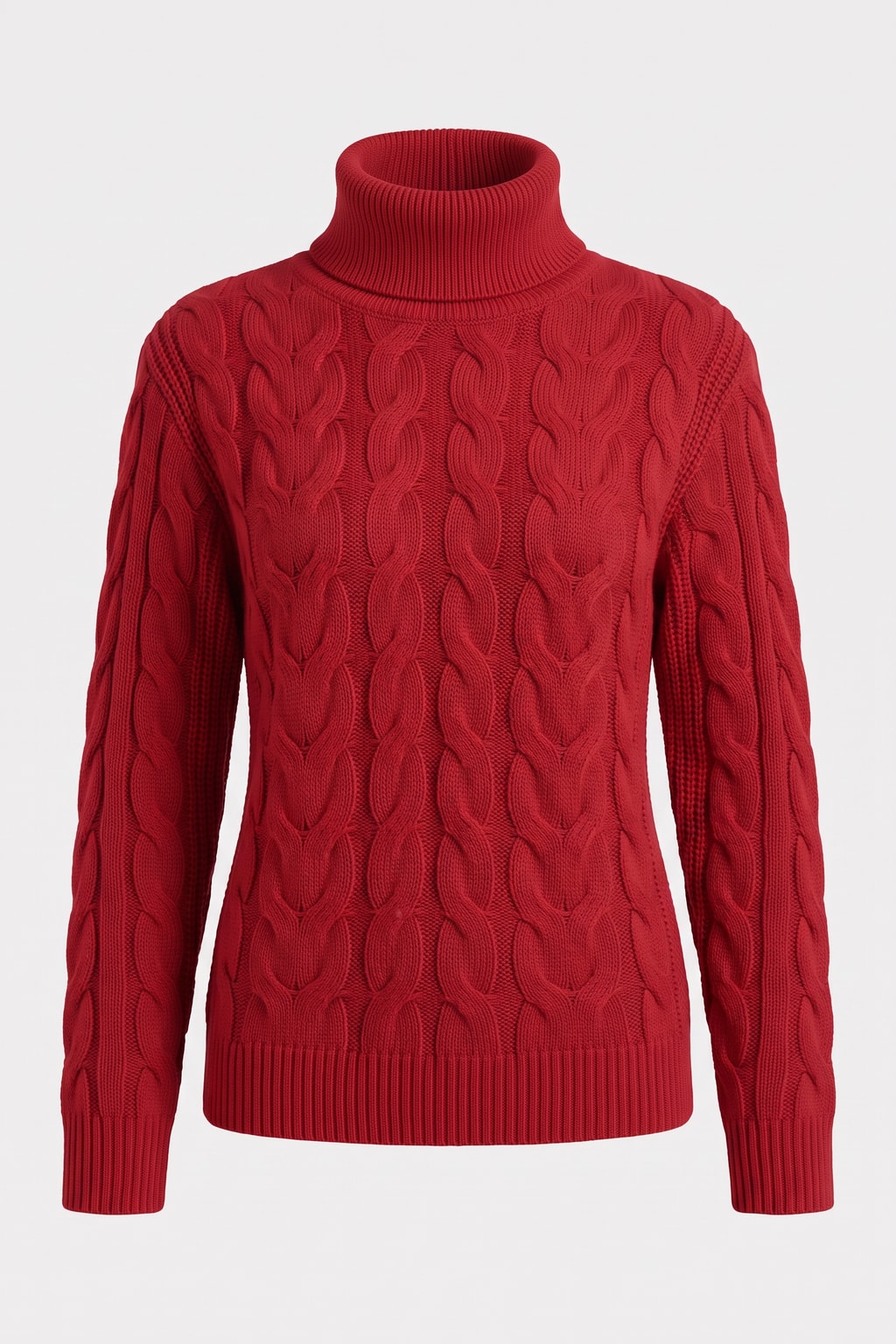 Cotton Cable-Knit Sweater with Cozy Turtleneck - 1