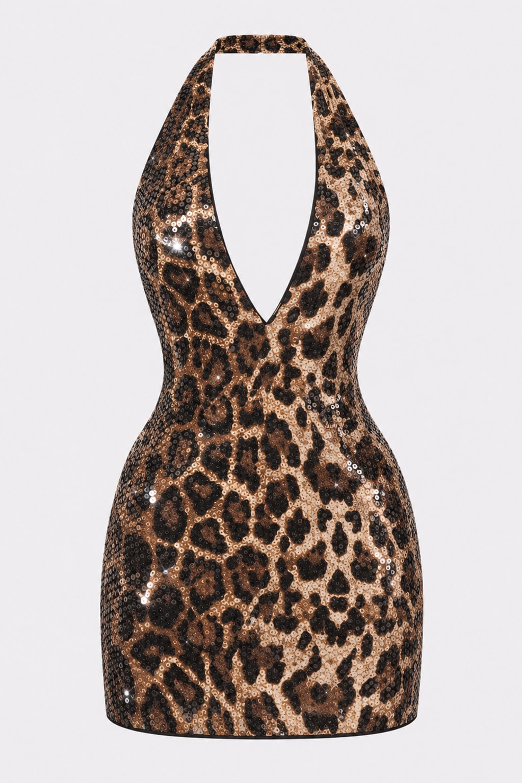 Sheath Dress Halter Sequin Mini Party Outfit - 1