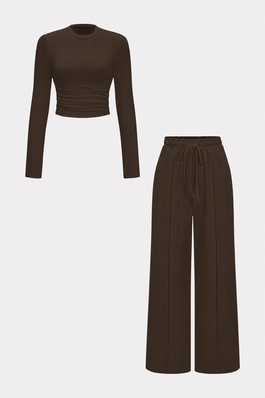 Ruched jersey top and wide-leg trouser set - view 8