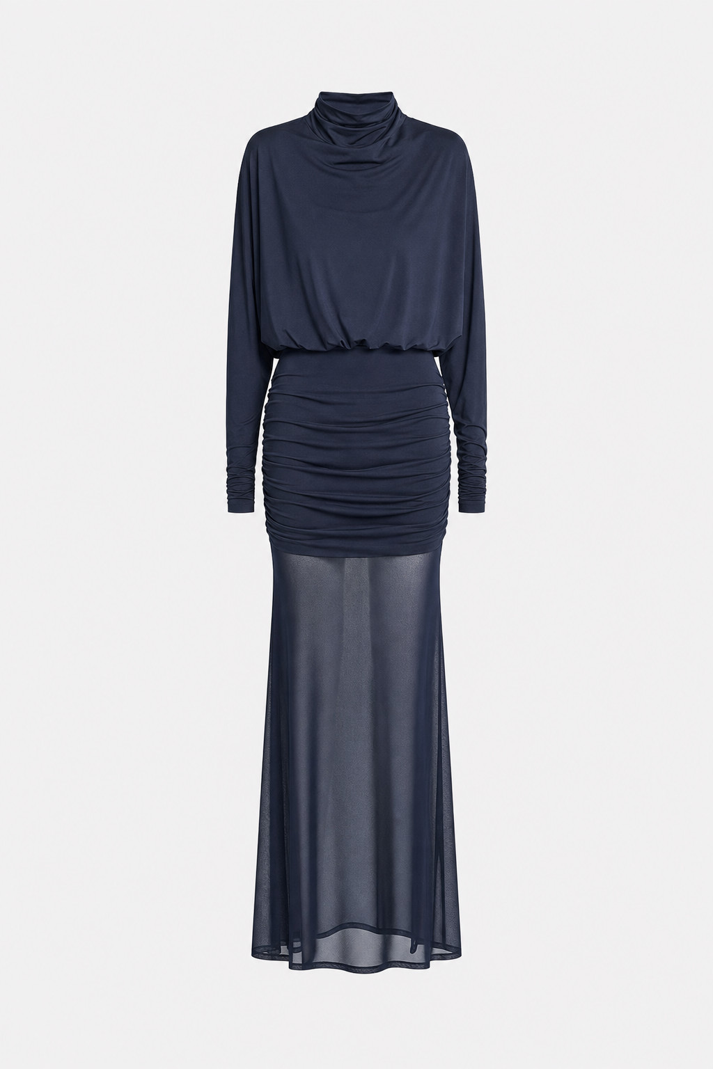 Ruched Mesh Modal Blend Maxi Dress - view 8
