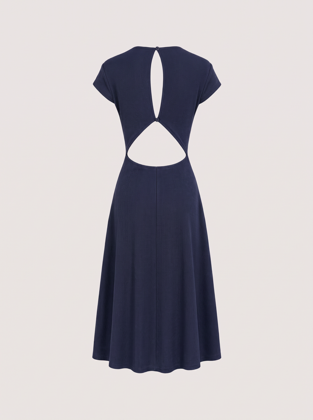 Navy Knit Backless A-Line Midi Dress - view 6