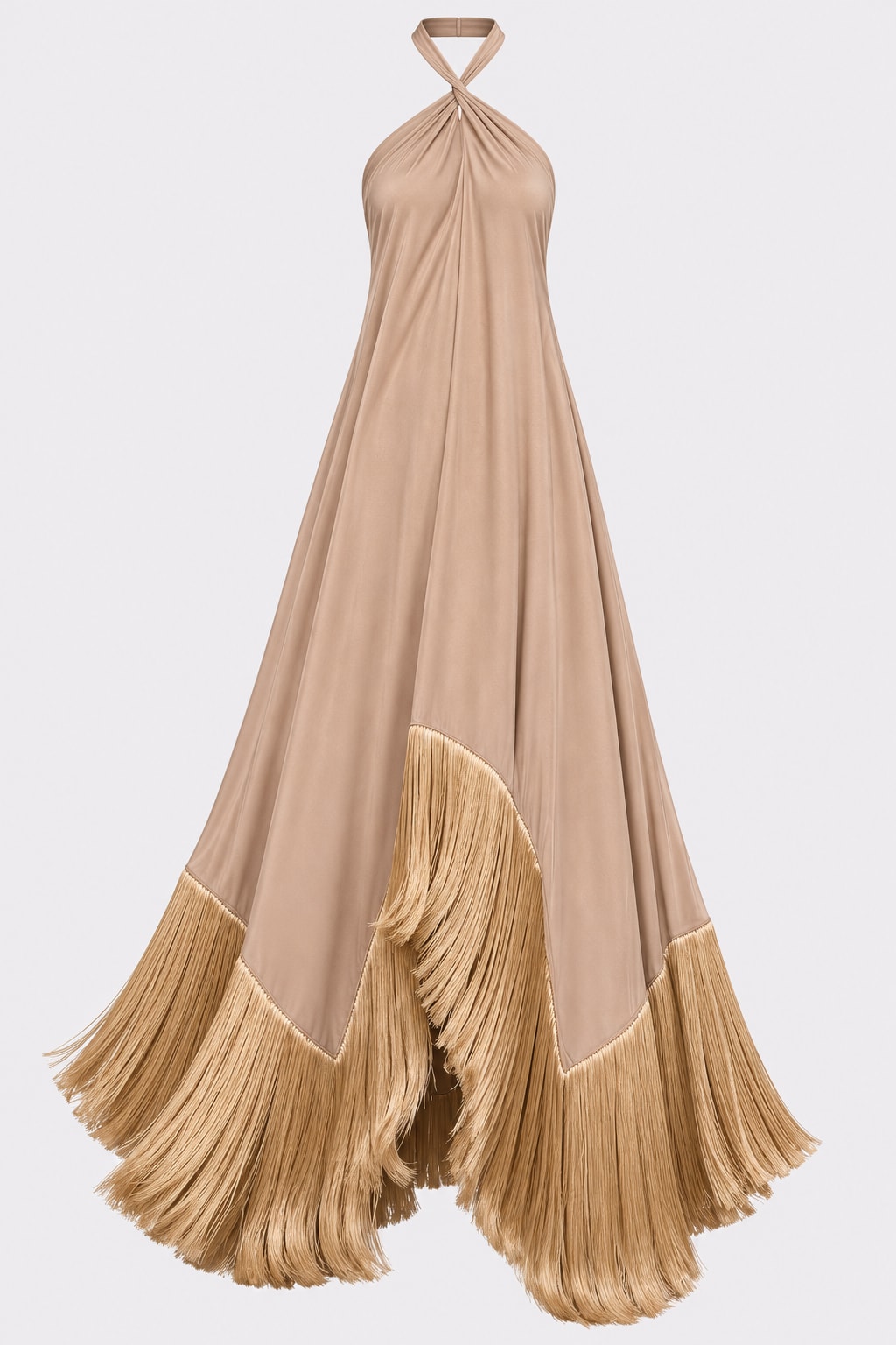 Polyester Maxi Dress Halter-Neck Party Gown - 1