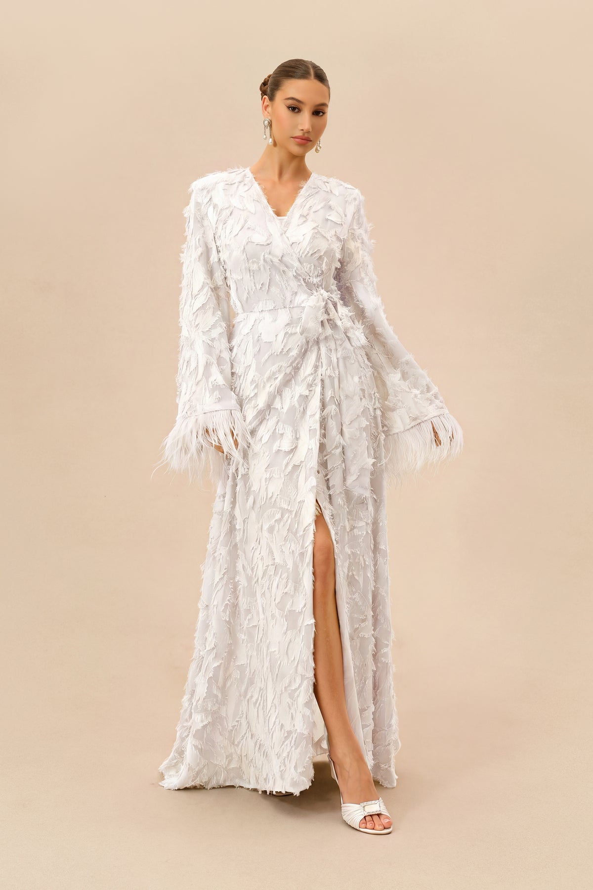 Terylene Fringe Cuff Wrap Maxi Dress - 2