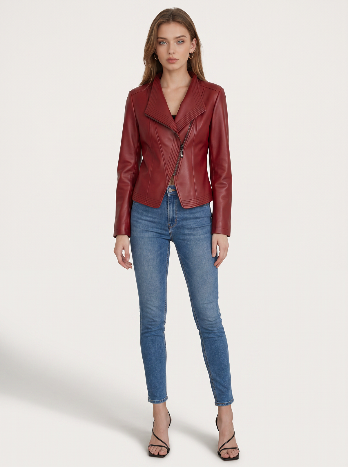 Effortless Vegan Leather Jacket With Asymmetrical Zip - 2