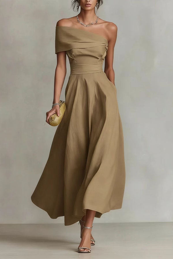 One-Shoulder Midi Dress With Pockets - view 4