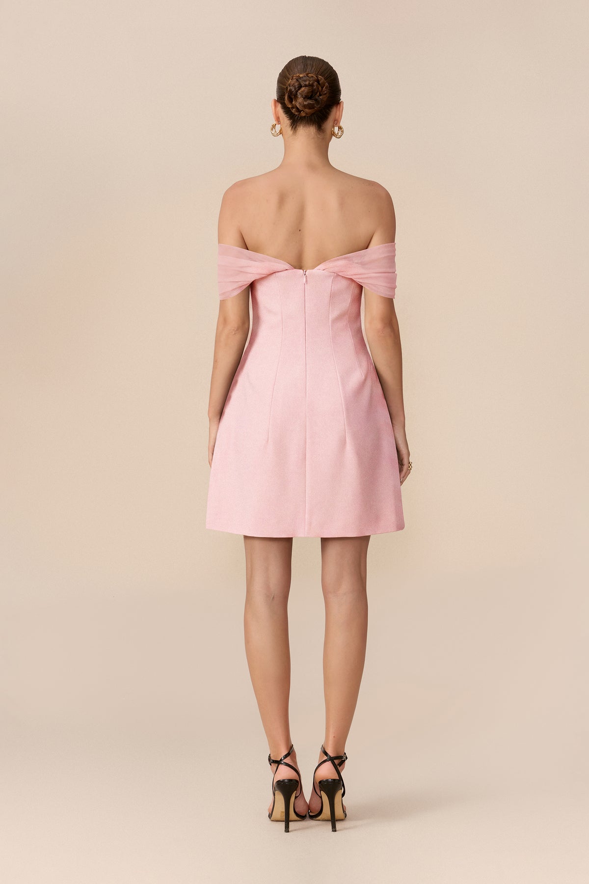 Satin Off-Shoulder Corset Mini Dress - 4