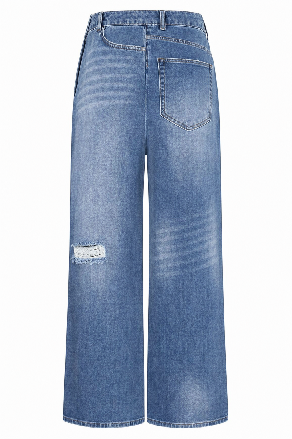 Denim Wide Leg Jeans With Asymmetrical Pockets - 9