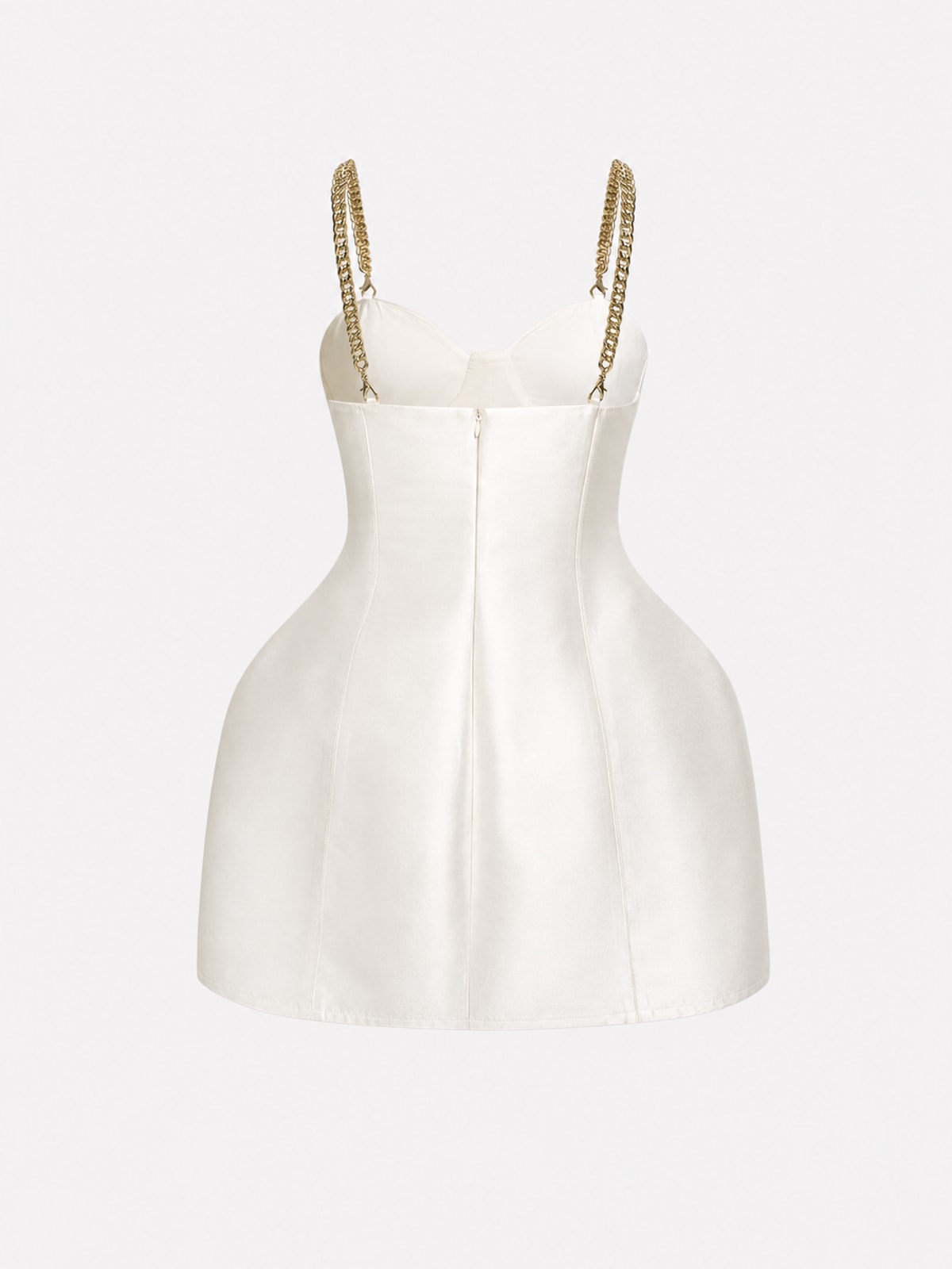 Satin Mini Dress with Metallic Chain Strap - 5