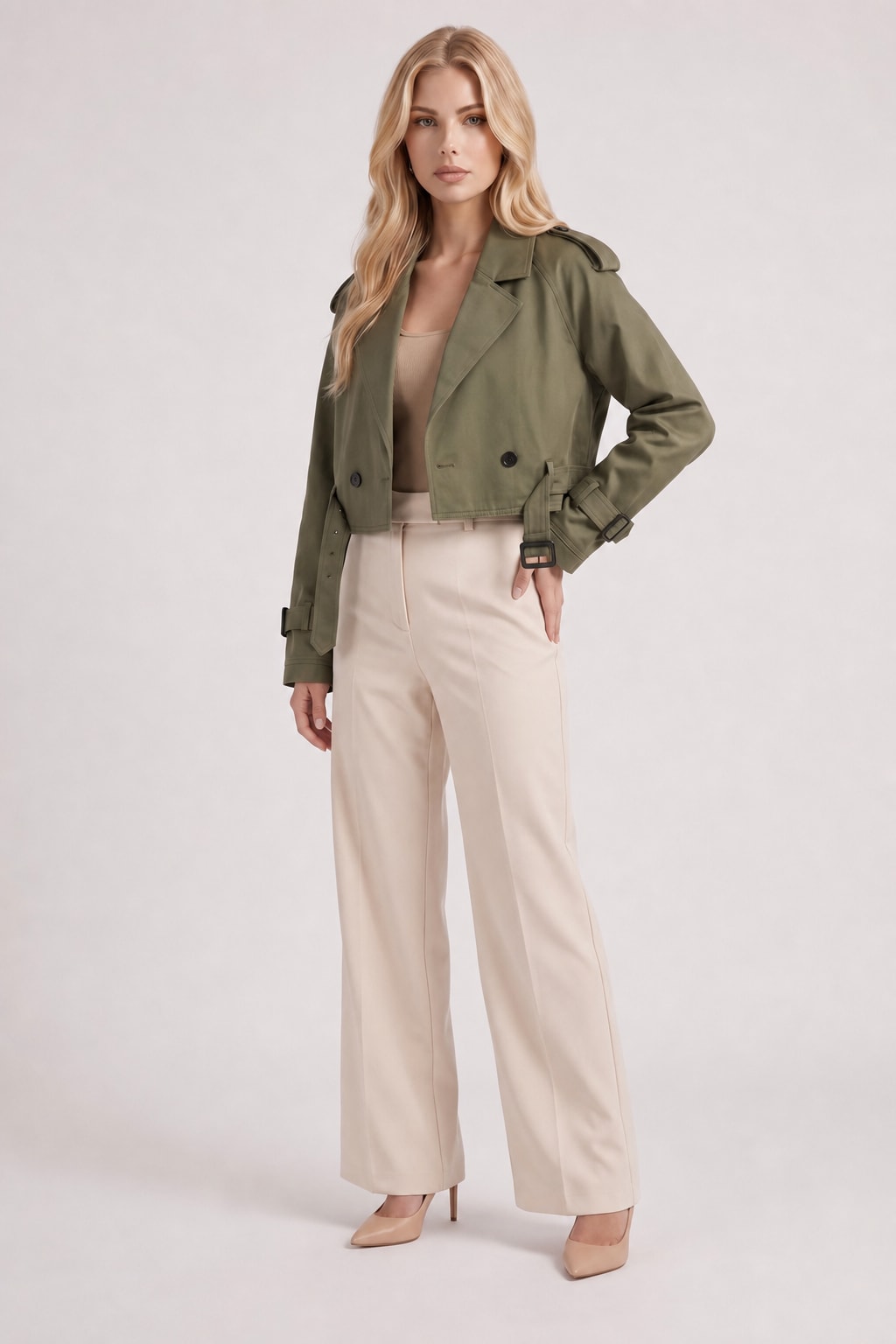 Belted Utility Trench Coat With Epaulette Shoulders - 6
