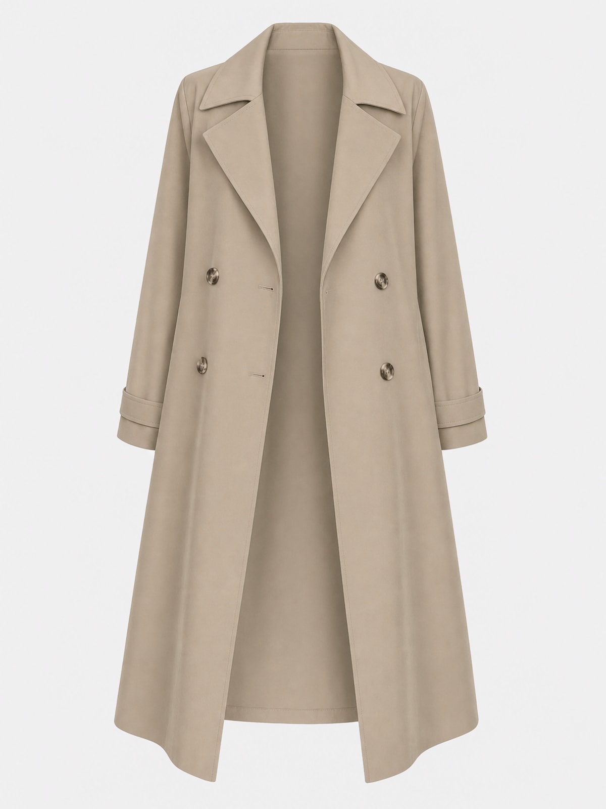 Belted Longline Trench Coat Classic Everyday Outerwear - 1