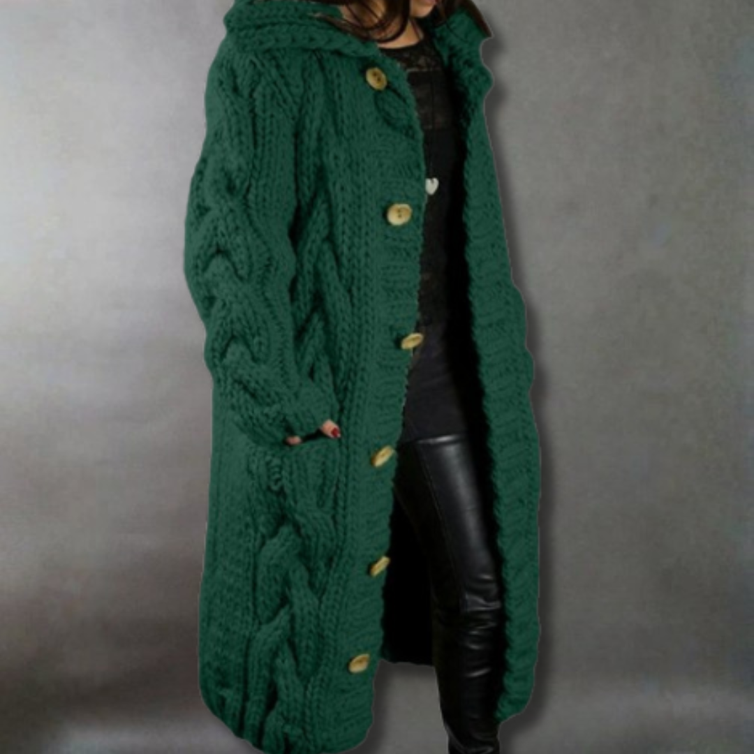 Cable Knit Longline Hooded Coat - view 11