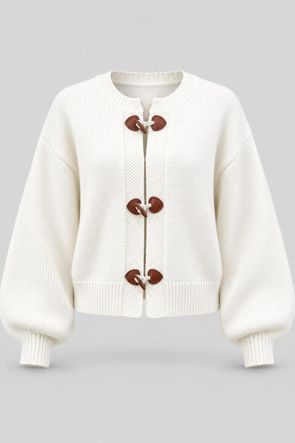 Knit Button-Front Collarless Cardigan - 1