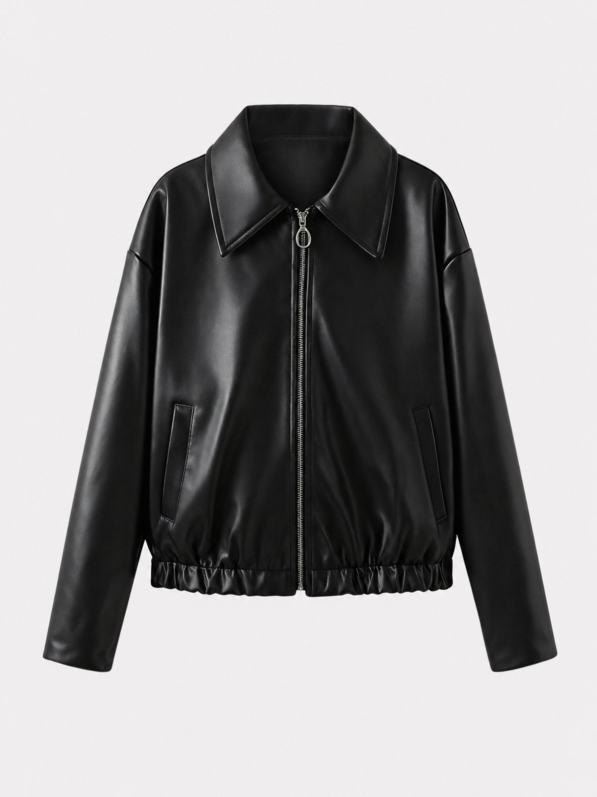 Elegant Leather Jacket Oversized Cropped Fit - 1