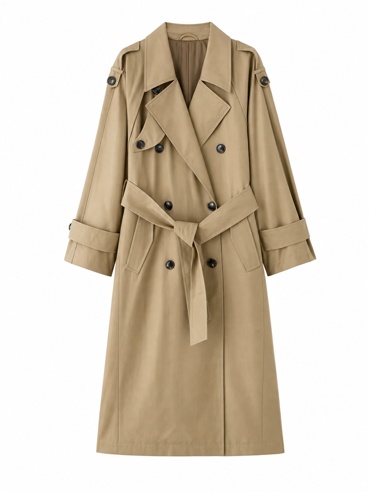 Cozy Polyester Trench Coat with Oversized Fit - 3