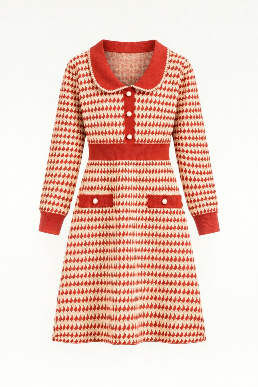 Jacquard Slim-Fit Sweater Dress With Metallic Threading - 1