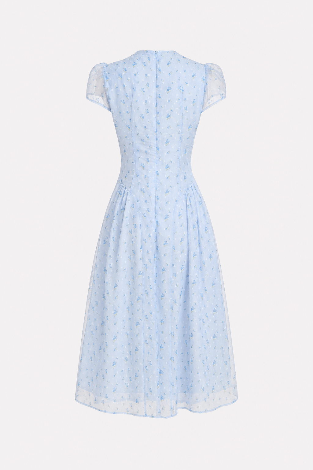 Blue Floral Jacquard Mock Neck Maxi Dress - view 5