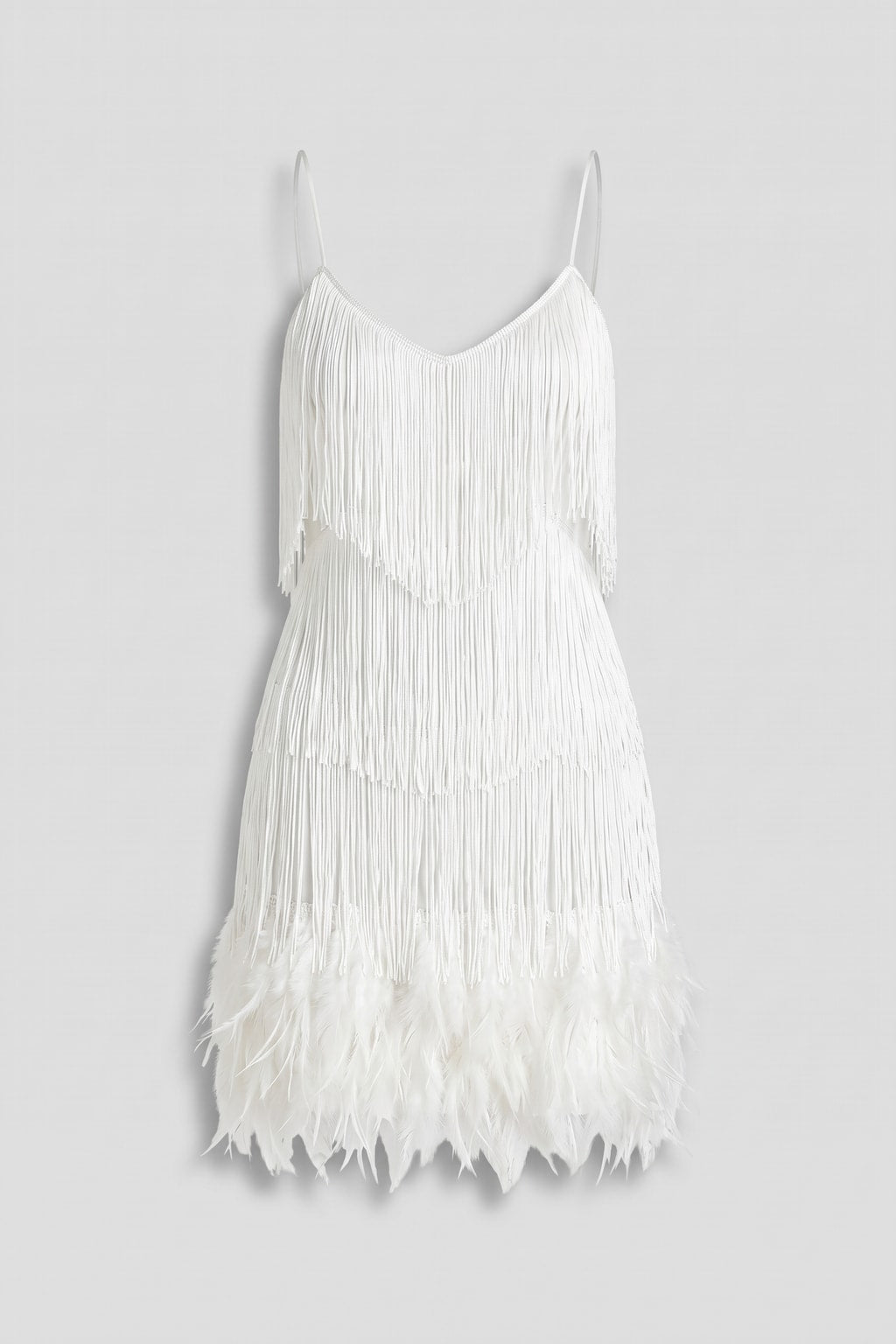Fringe Trim Mini Dress With Thin Straps - 1
