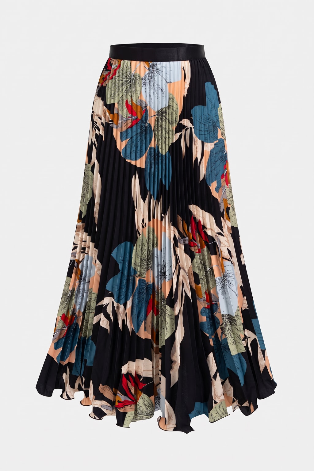 Polyester Skirt Floral Pleated Style - 1