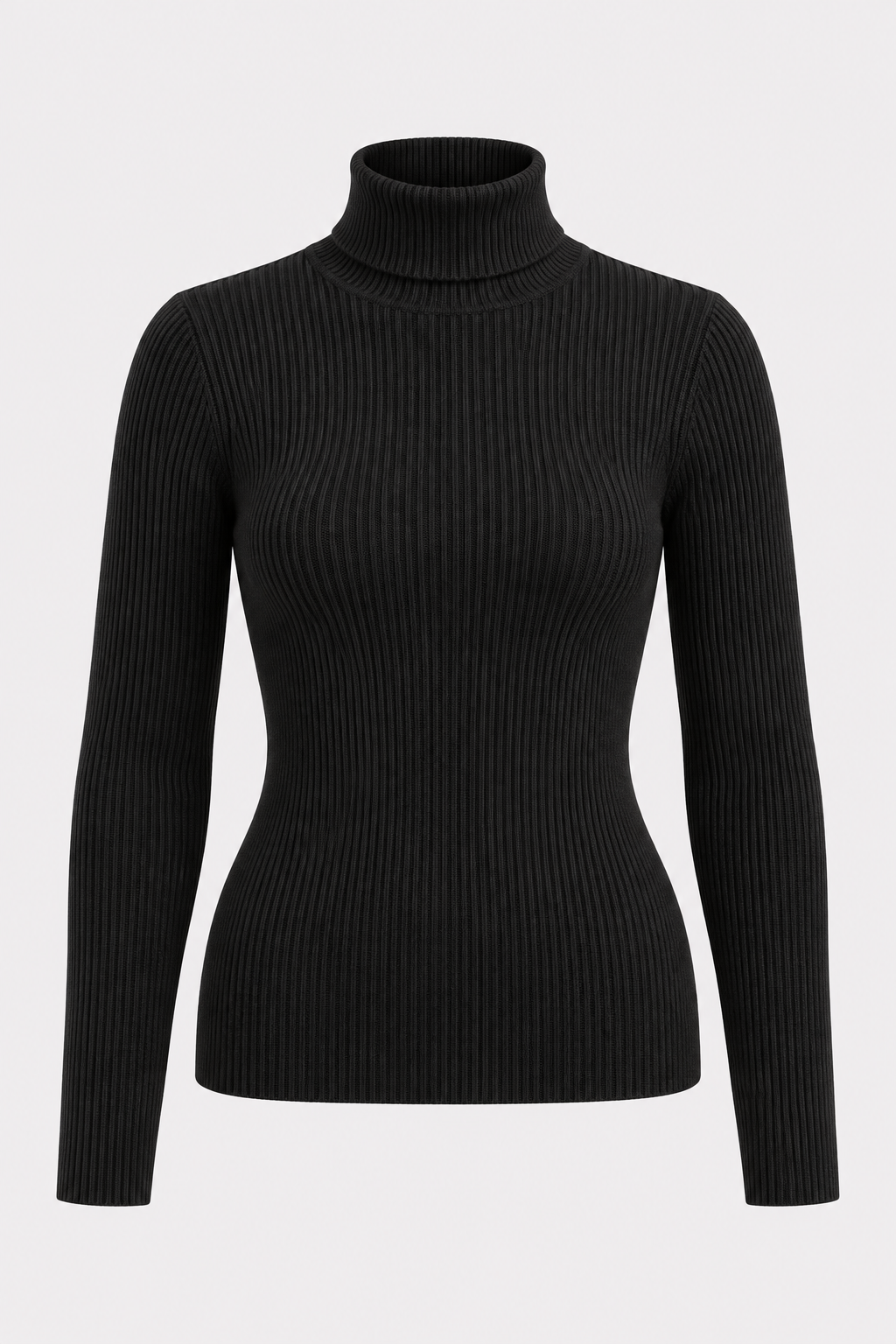 Knit Sweater Turtleneck Ribbed Black