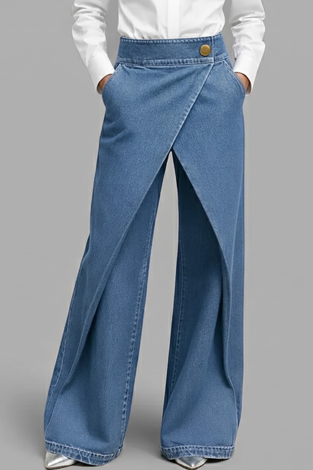 Denim Jeans High-Waisted Crossover - 2