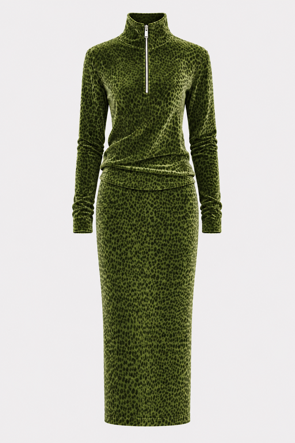 Polyester Two-Piece Dress Set With High Neckline - 6