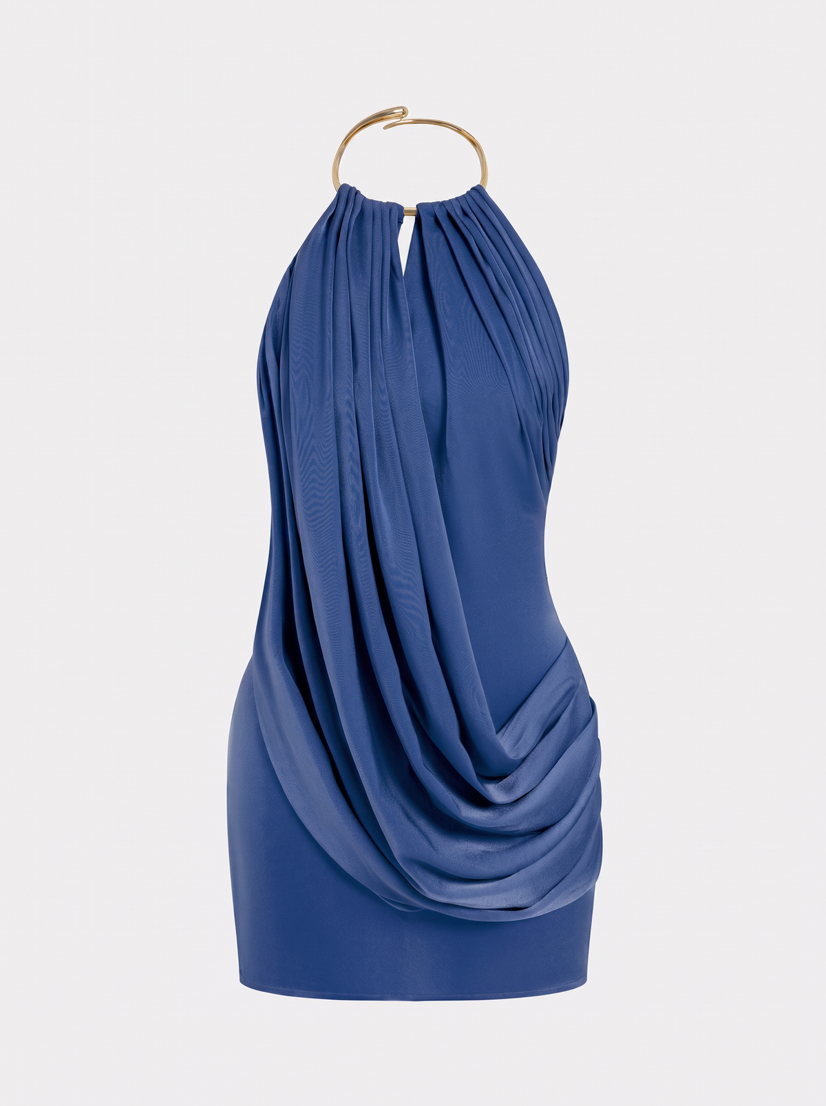 Metallic Satin Ruched V-Neck Mini Dress - view 5