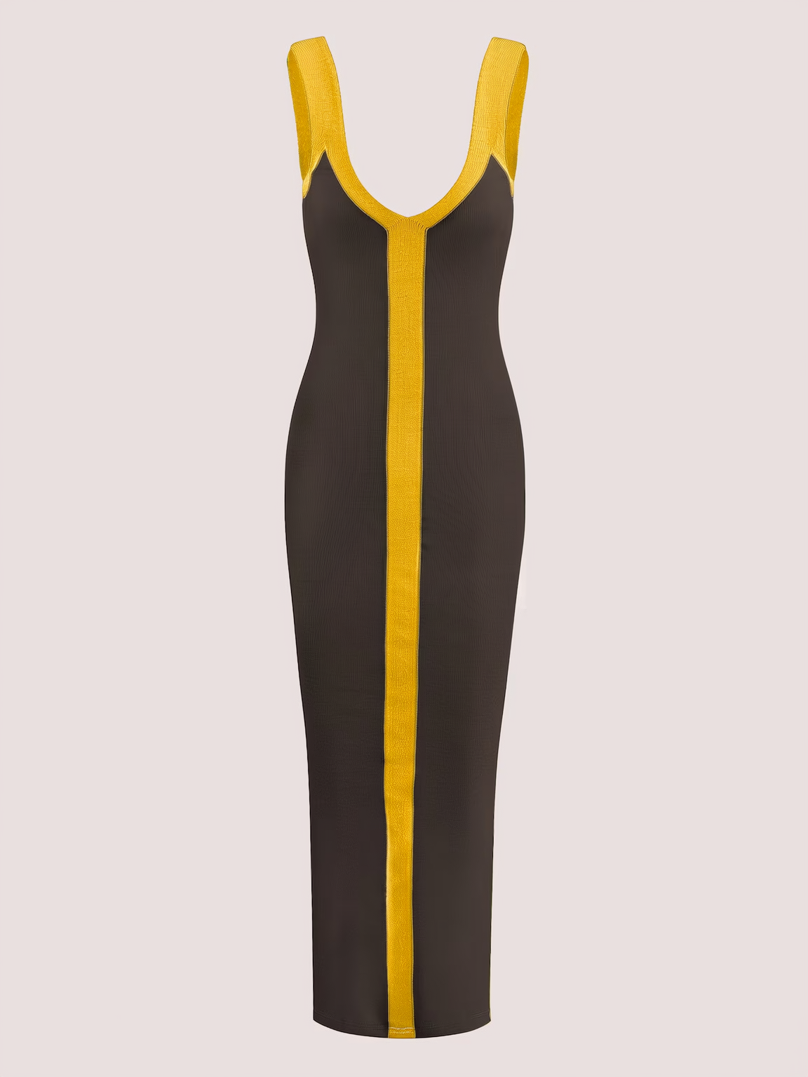Ribbed colorblock maxi dress with side split - view 10