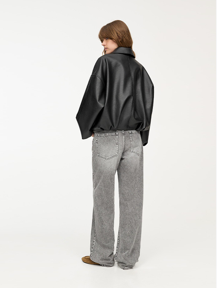 Oversized Belted Leather Jacket - view 7