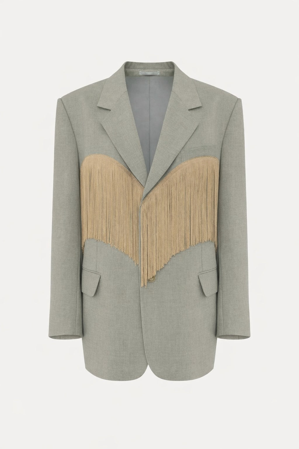 Cotton Blazer Jacket With Heart-Shaped Fringe - 1