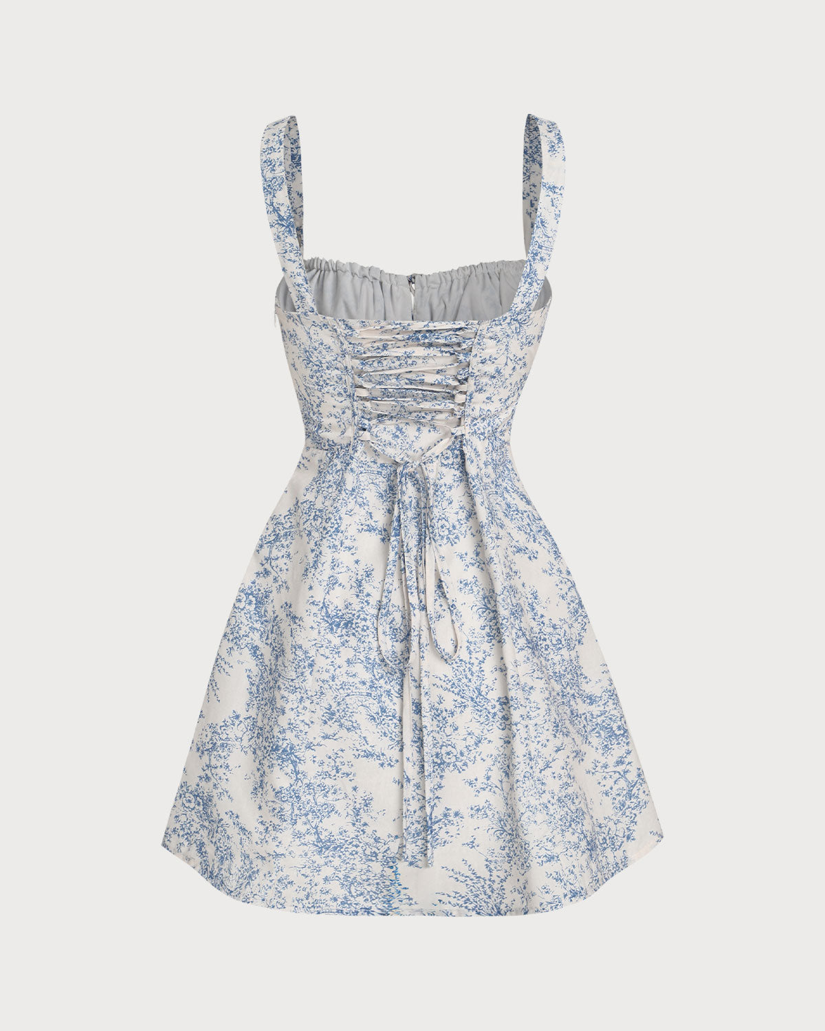 Blue Floral Ruched Corset Mini Dress - view 5