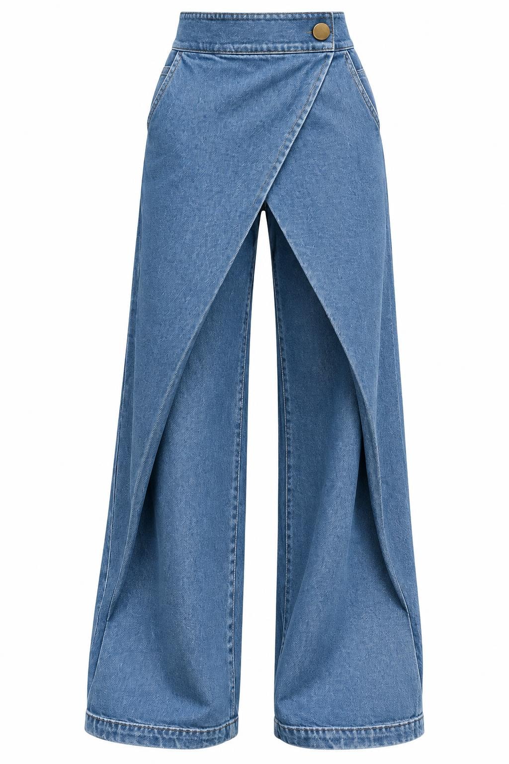 Denim Jeans High-Waisted Crossover - 1