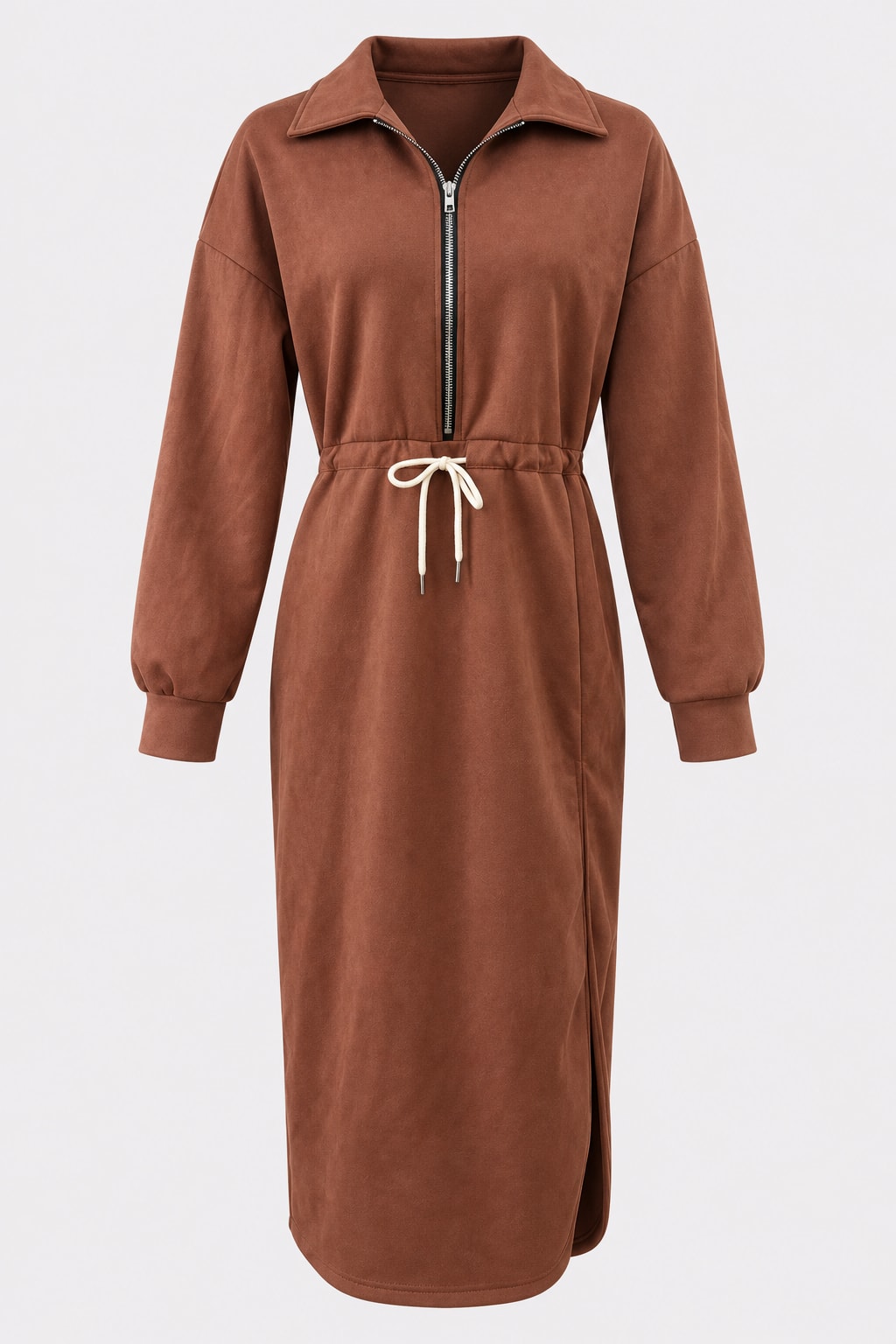 Synthetic Fiber Dress Long Sleeved Retro Casual Style - 1