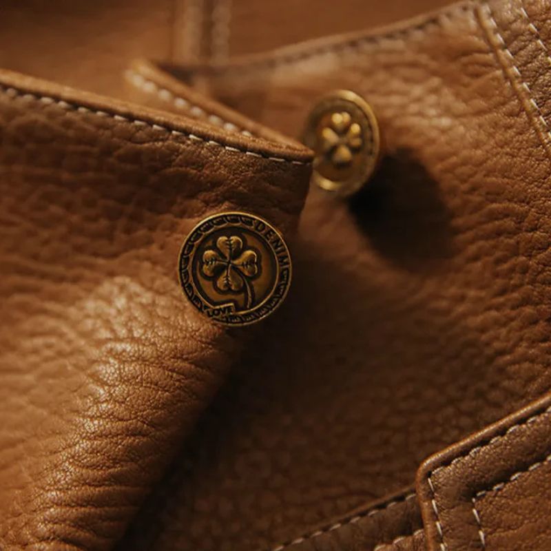 Slim Fit Leather Moto Jacket - view 6