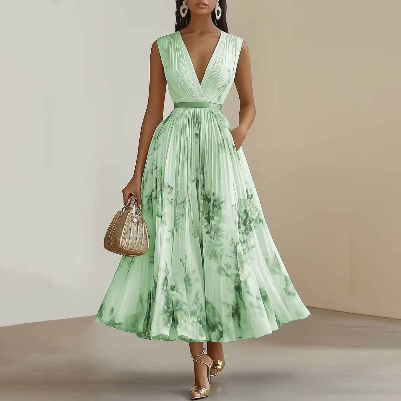 Flowing Wrap V-Neck Midi Dress in Six Colors - view 12
