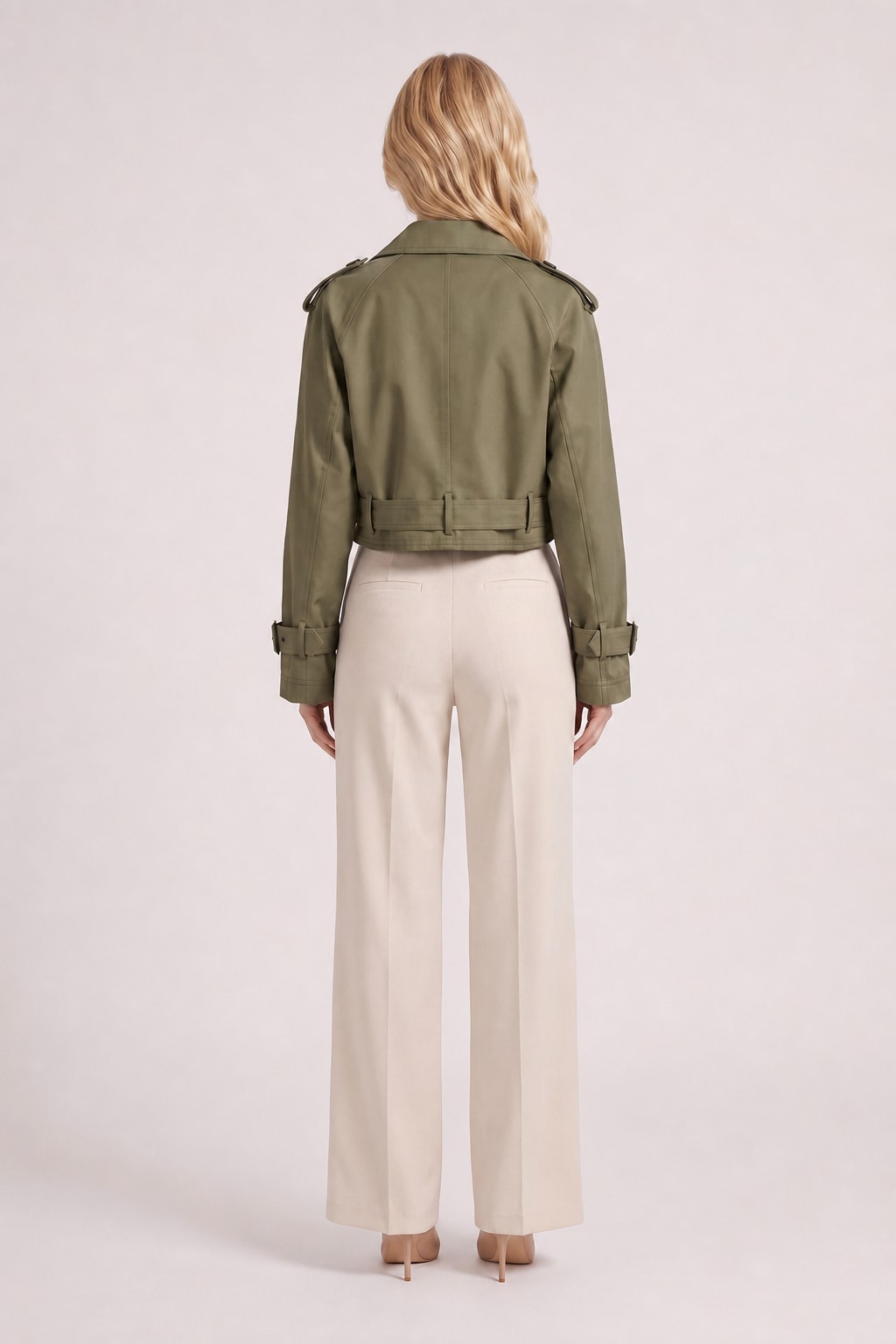 Belted Utility Trench Coat With Epaulette Shoulders - 4